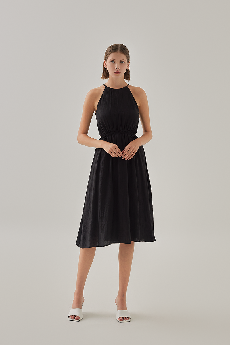 Ruby Halter Neck Dress in Black