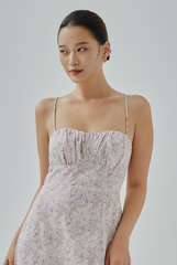 Hallie Floral Printed Ruched Bust Midi Dress Hallie Floral Printed Ruched Bust Midi Dress