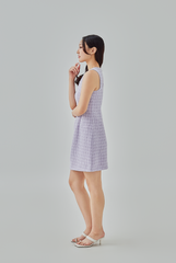 Alessandra Plaid Tweed Shift Dress in Lilac Alessandra Plaid Tweed Shift Dress in Lilac