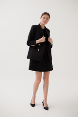 Buttoned Double-Breasted Blazer in Black  Buttoned Double-Breasted Blazer in Black