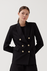 Buttoned Double-Breasted Blazer in Black  Buttoned Double-Breasted Blazer in Black
