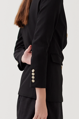 Buttoned Double-Breasted Blazer in Black  Buttoned Double-Breasted Blazer in Black