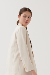 Buttoned Double-Breasted Blazer in Powder Buttoned Double-Breasted Blazer in Powder