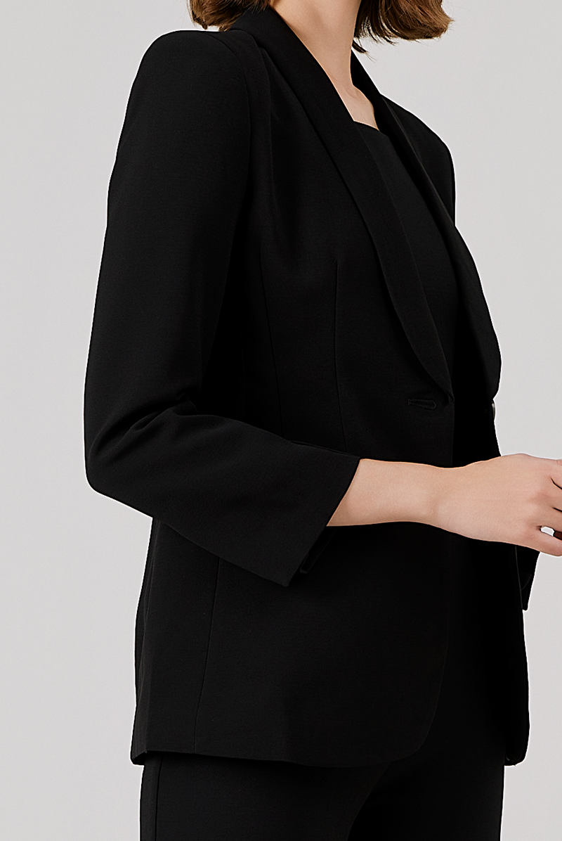 Shawl Lapel Collar Blazer in Black Shawl Lapel Collar Blazer in Black