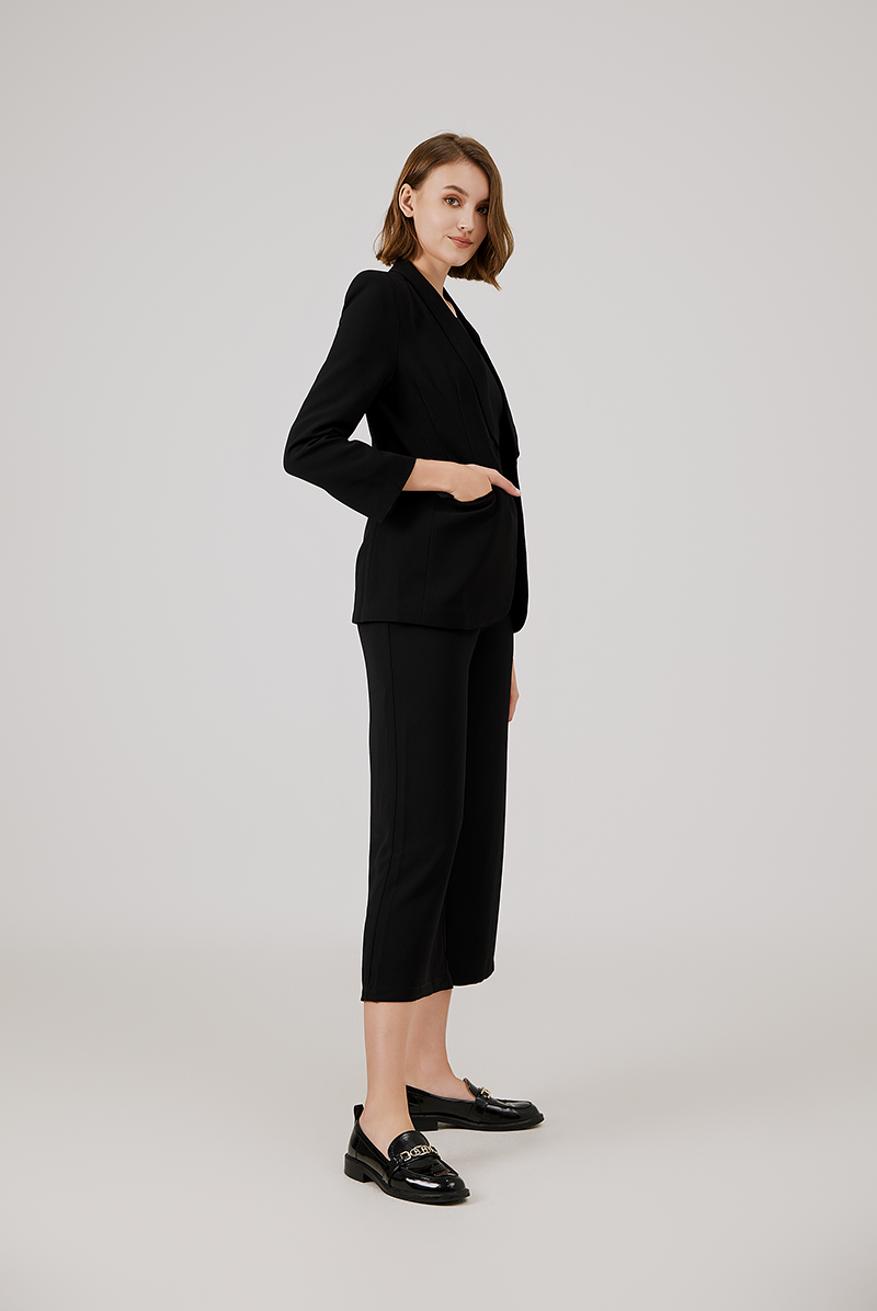 Shawl Lapel Collar Blazer in Black Shawl Lapel Collar Blazer in Black