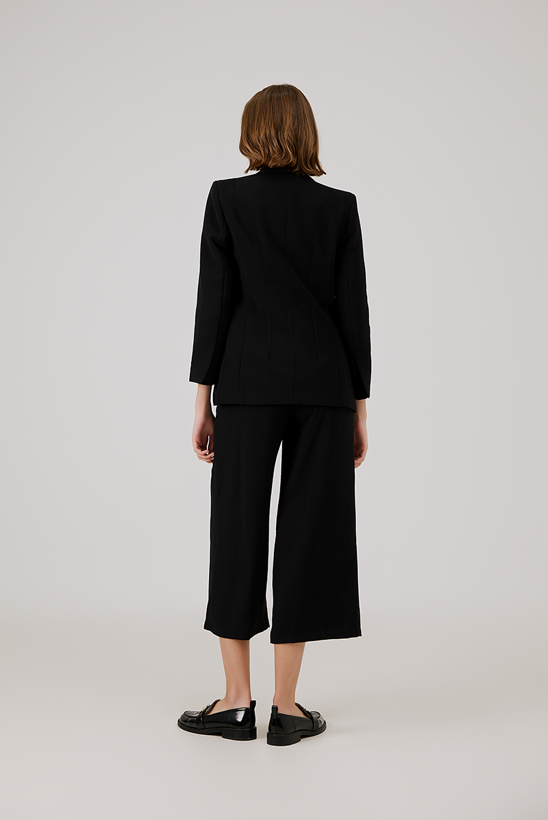Shawl Lapel Collar Blazer in Black Shawl Lapel Collar Blazer in Black