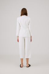 Shawl Lapel Collar Blazer in White Shawl Lapel Collar Blazer in White