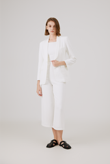 Shawl Lapel Collar Blazer in White Shawl Lapel Collar Blazer in White