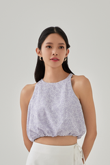 Alisa Floral Textured Balloon Top in Lilac