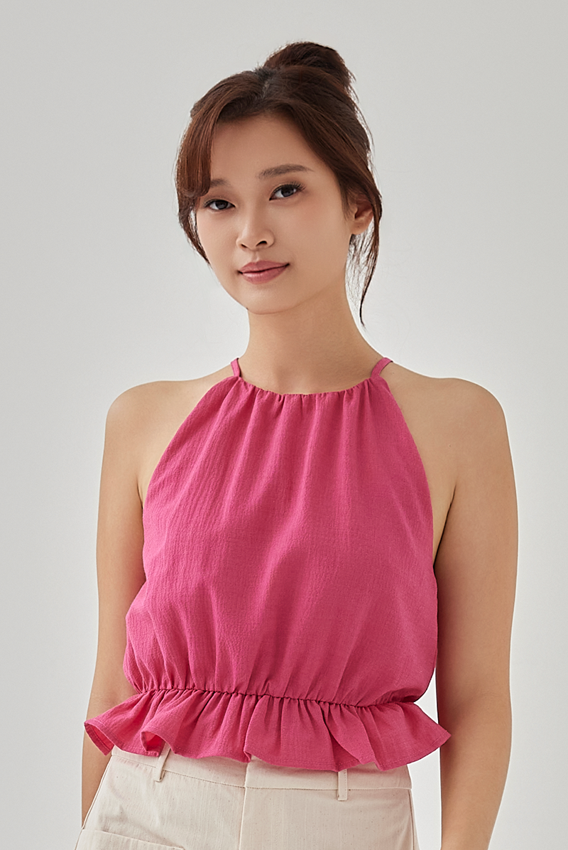 Halter neck peplum sales top