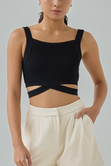 Hazelle Cross-Strap Knit Crop Top Hazelle Cross-Strap Knit Crop Top