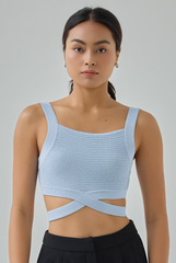 Hazelle Cross-Strap Knit Crop Top Hazelle Cross-Strap Knit Crop Top