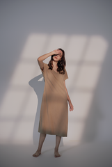 Batwing Sleeves Midi Dress in Khaki Batwing Sleeves Midi Dress in Khaki