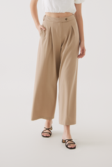 Xael Side Button Wide Leg Pants in Sand