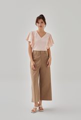 Mabel Front Patch Pockets Pants in Khaki