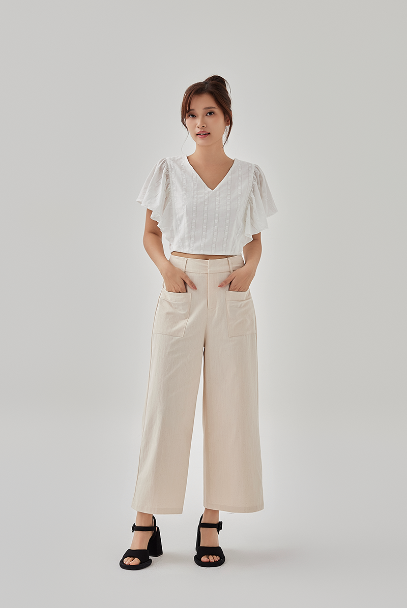 Mabel Front Patch Pockets Pants in Sand