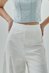 Chantelle Pinstriped Wide Leg Pants - White Chantelle Pinstriped Wide Leg Pants - White