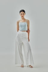 Chantelle Pinstriped Wide Leg Pants - White Chantelle Pinstriped Wide Leg Pants - White