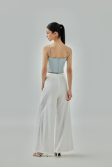 Chantelle Pinstriped Wide Leg Pants - White Chantelle Pinstriped Wide Leg Pants - White