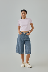 Avie Cloud Patch Knee-Length Denim Pants Avie Cloud Patch Knee-Length Denim Pants
