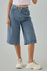 Avie Cloud Patch Knee-Length Denim Pants Avie Cloud Patch Knee-Length Denim Pants
