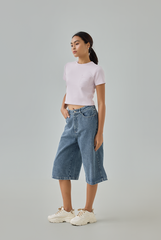 Avie Cloud Patch Knee-Length Denim Pants Avie Cloud Patch Knee-Length Denim Pants