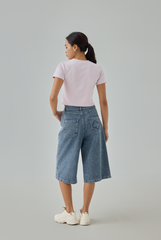 Avie Cloud Patch Knee-Length Denim Pants Avie Cloud Patch Knee-Length Denim Pants