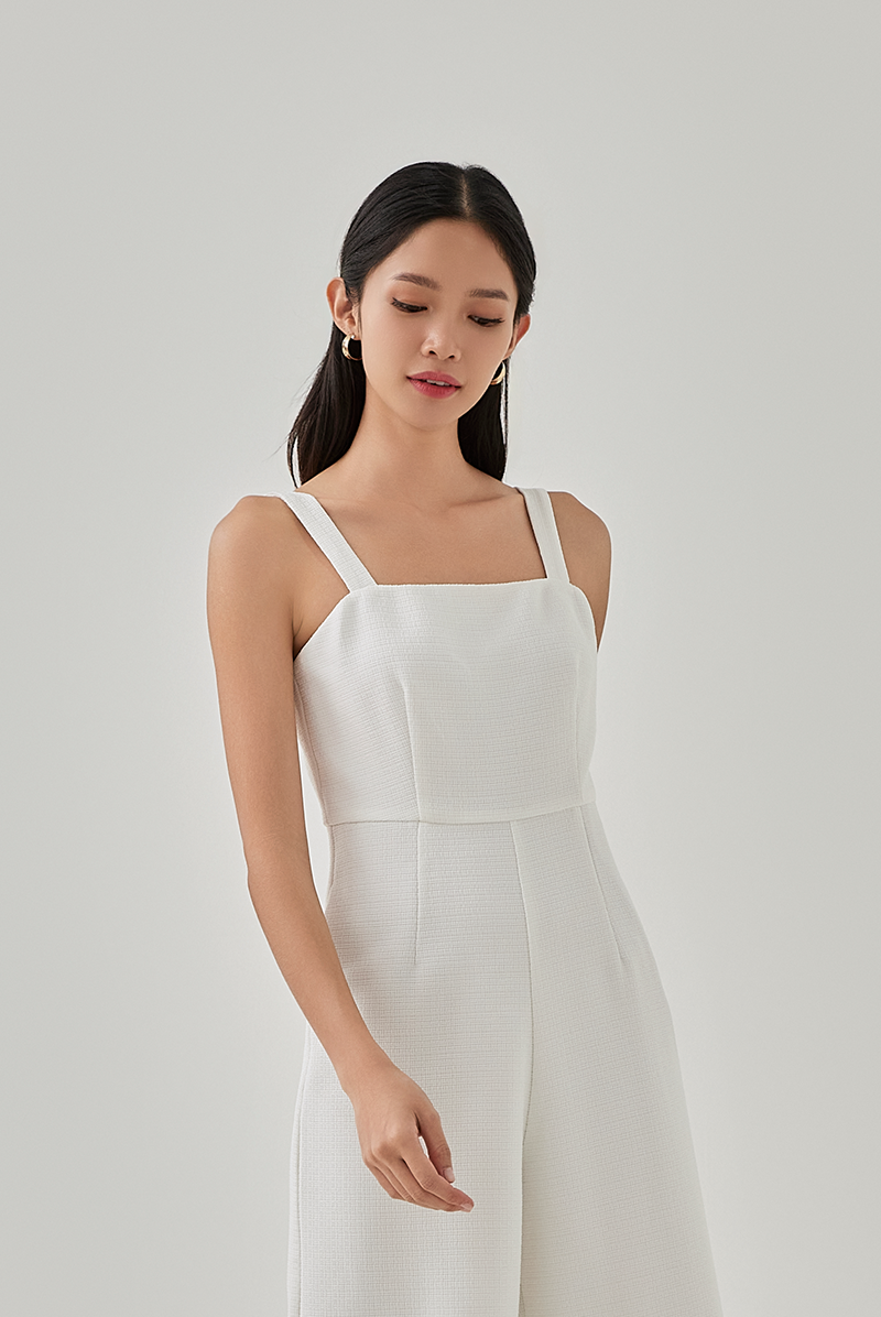 Rosie Cropped Jumpsuit in White