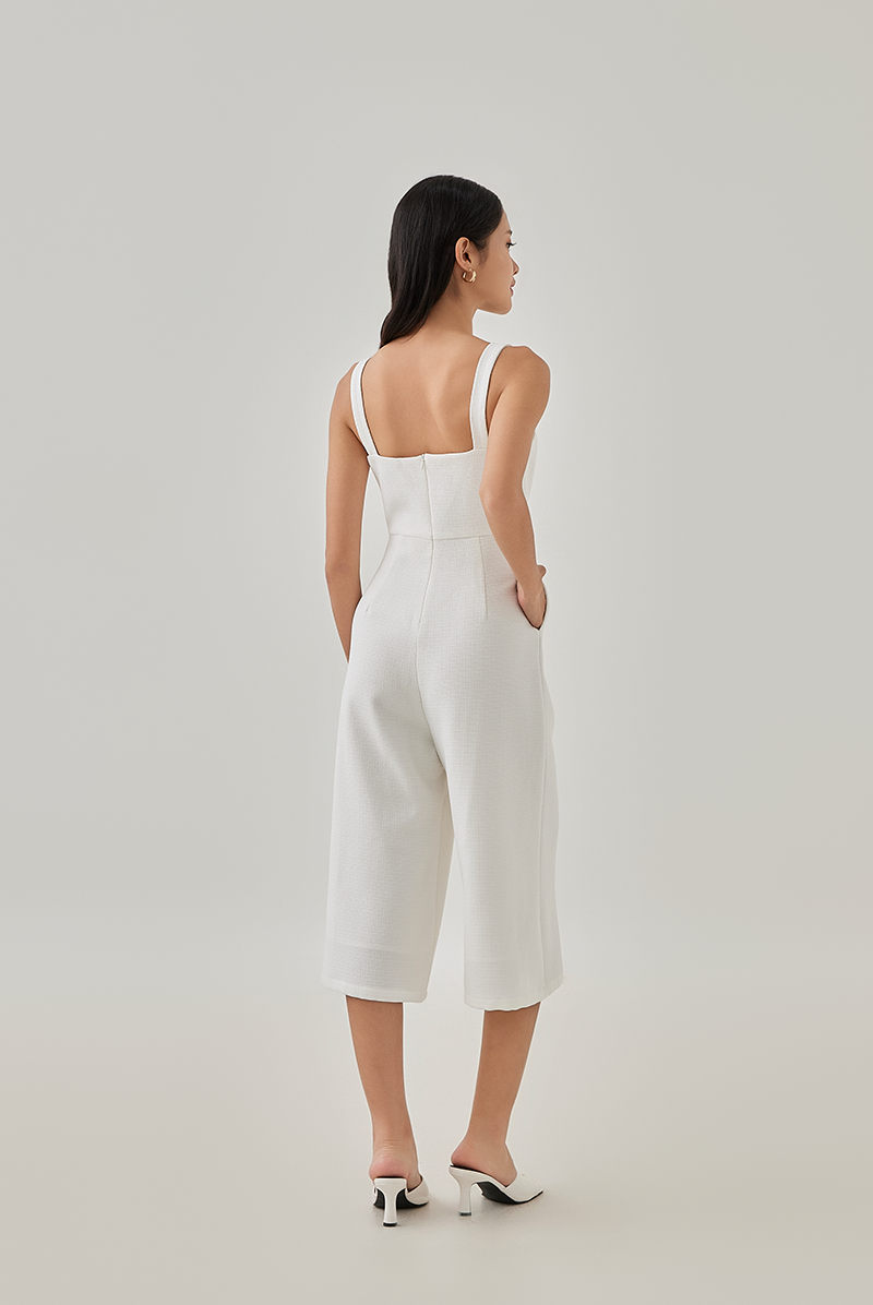 Rosie Cropped Jumpsuit in White