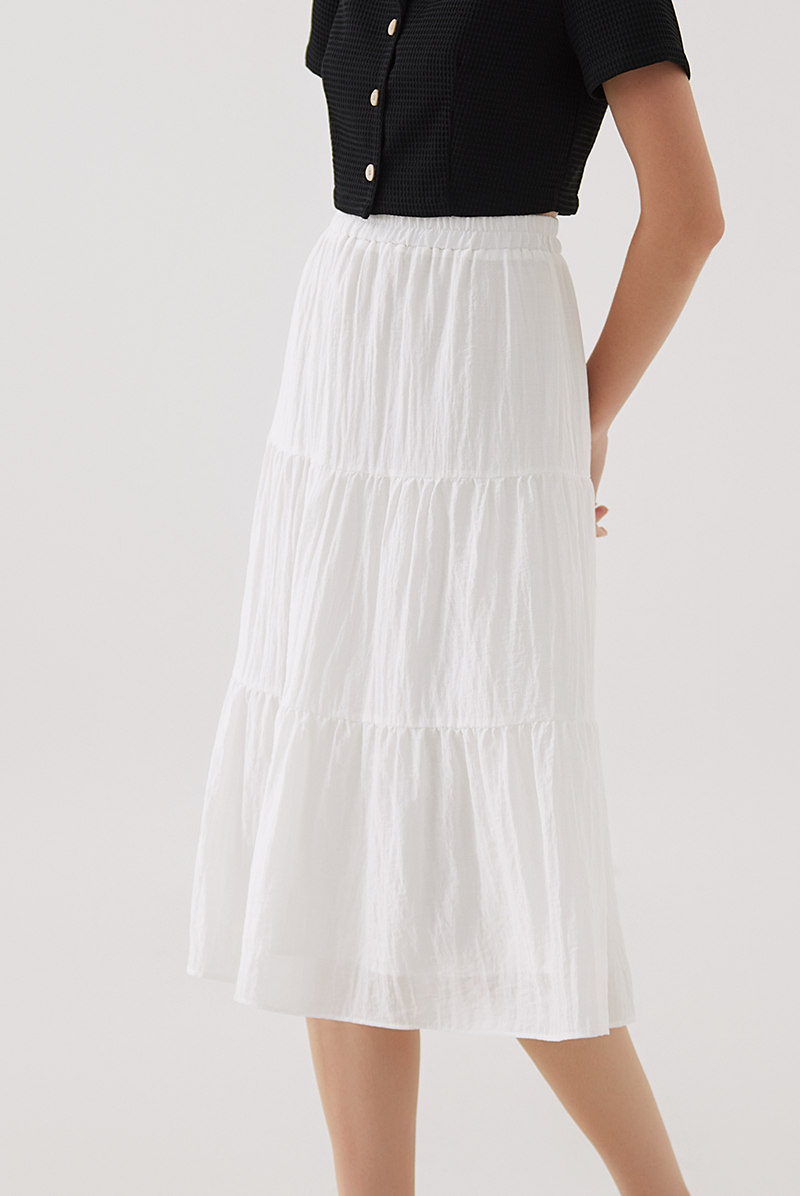 Lexie Tri-Tiered Skirt in White Lexie Tri-Tiered Skirt in White