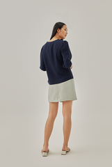 Breanna Tweed Half-Wrap Skirt in Dusty Green