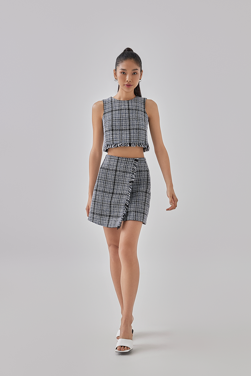 Tweed top skirt fringe