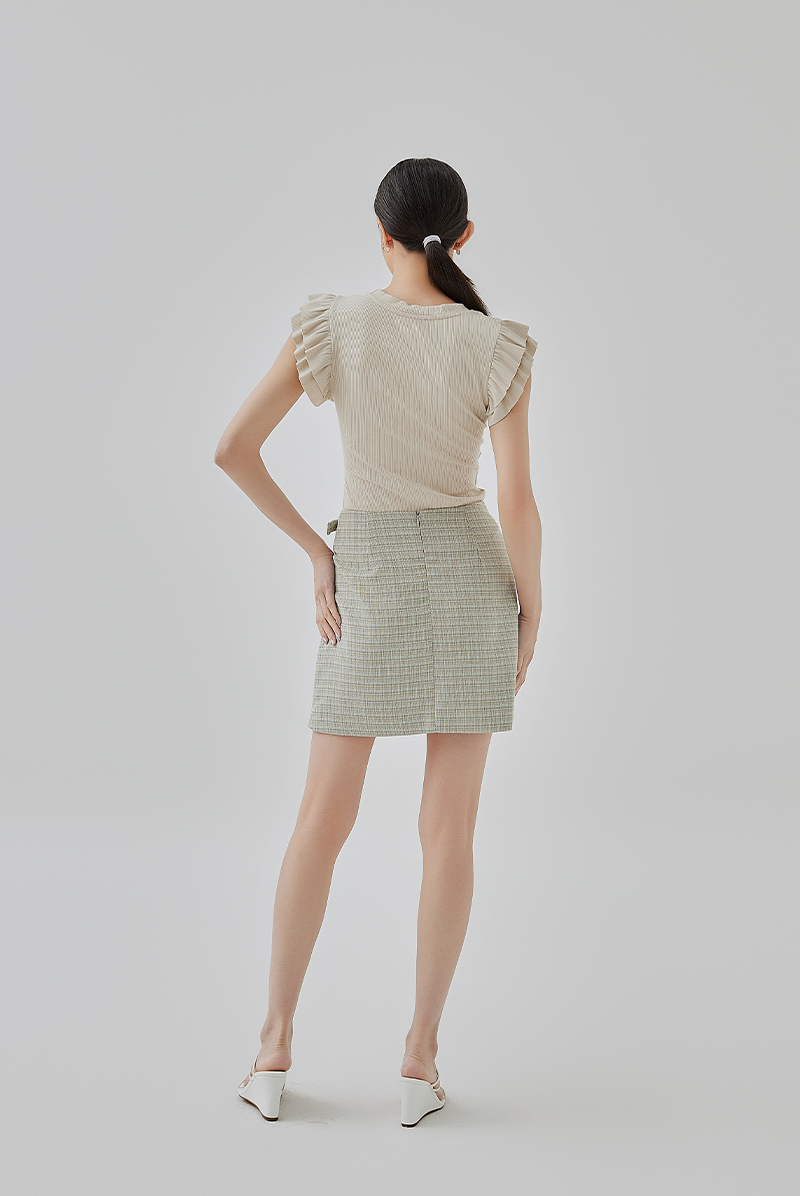 Jemia Mini Wrapped Skirt With Belt Detail in Sage Green