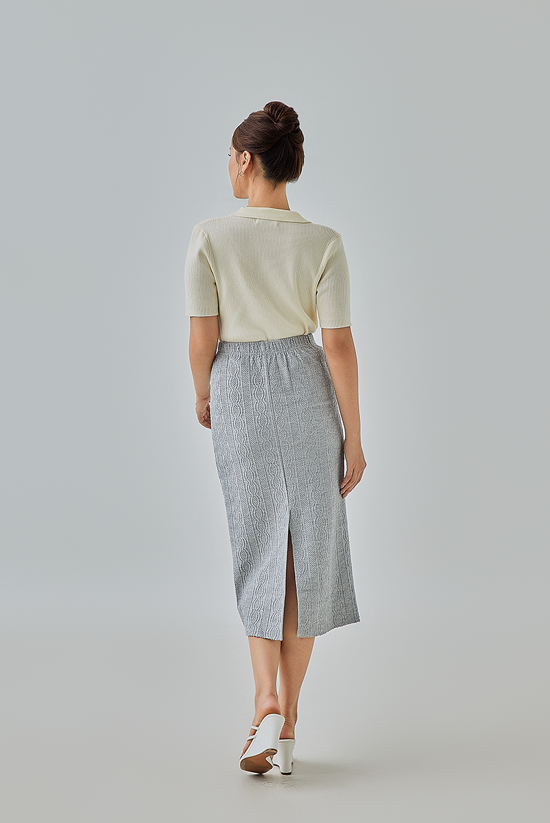 Christabel Knit Pencil Skirt XS Light Grey