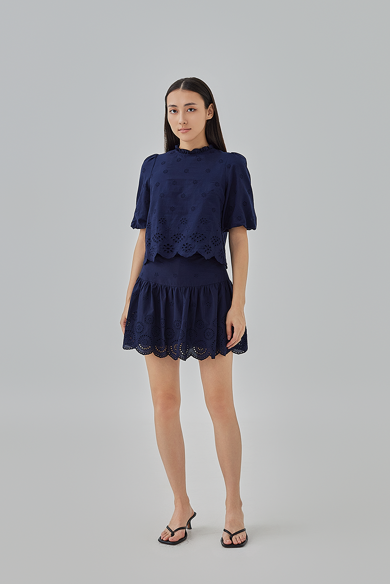 Joi Embroidered Skort in Navy Blue  Joi Embroidered Skort in Navy Blue