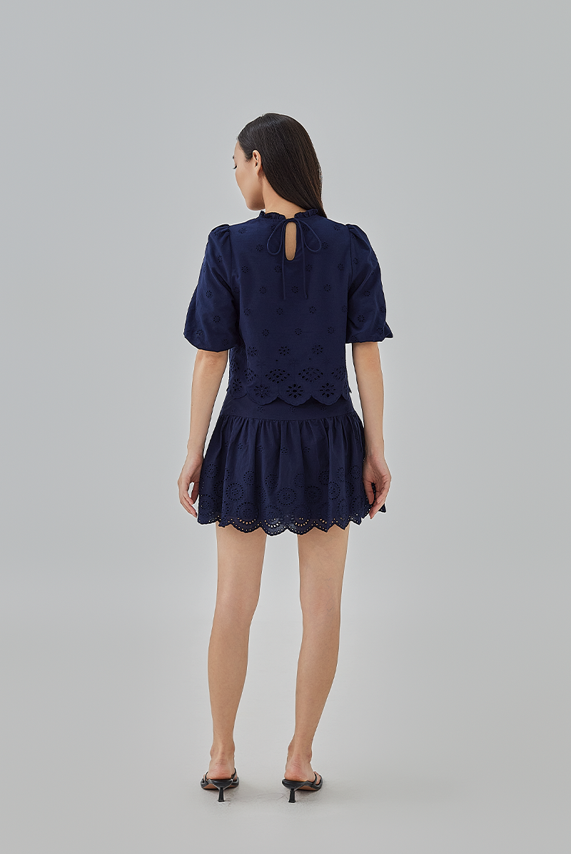 Joi Embroidered Skort in Navy Blue  Joi Embroidered Skort in Navy Blue