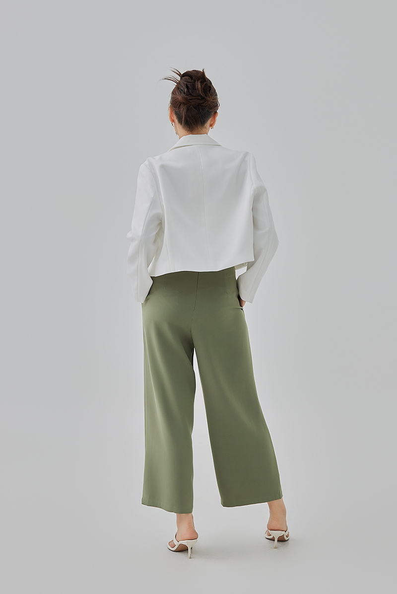 Kelyn Cropped Single Button Blazer in White Kelyn Cropped Single Button Blazer in White