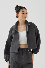 Kyla Two-Way Zipper Jacket in Charcoal