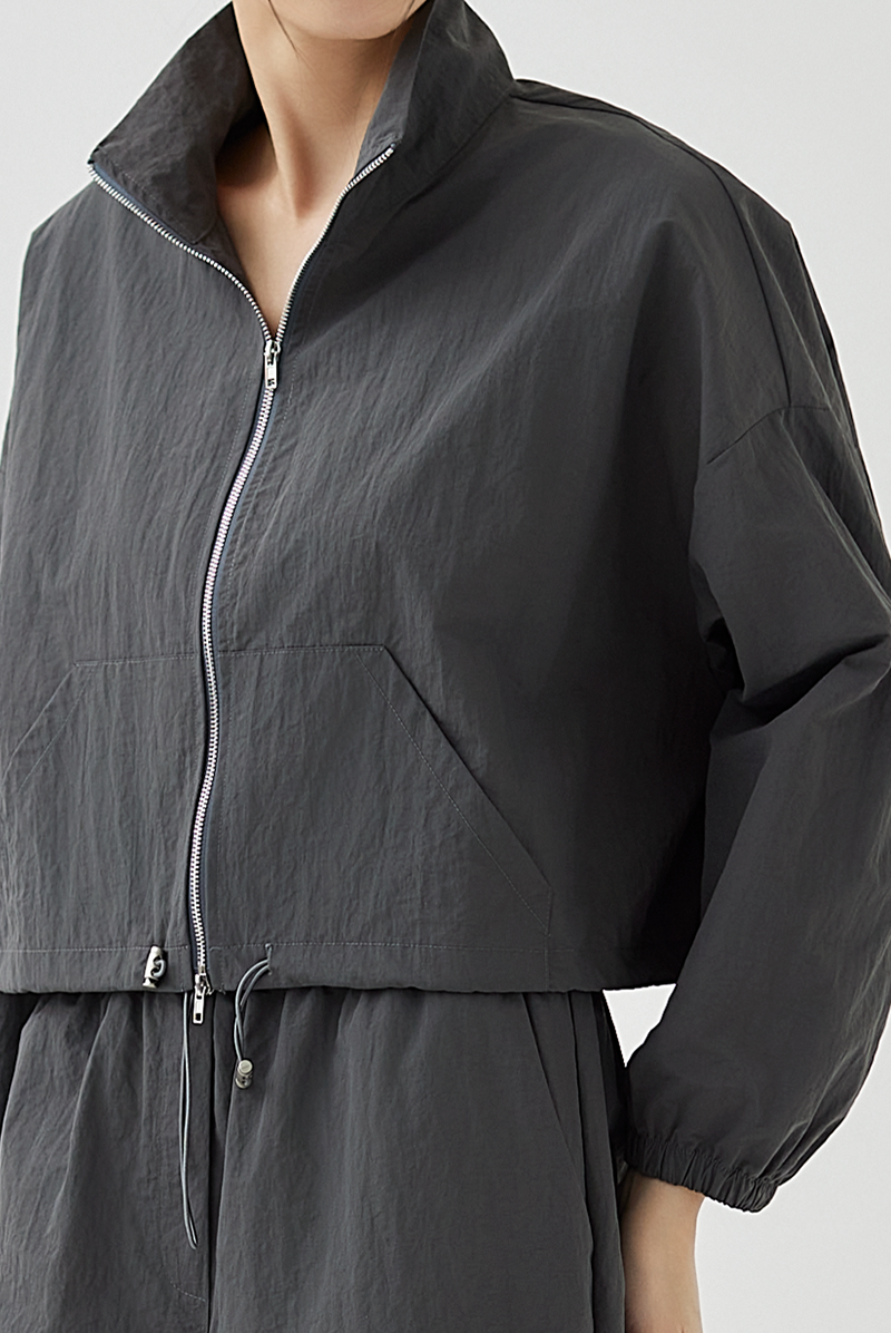 Kyla Two-Way Zipper Jacket in Charcoal