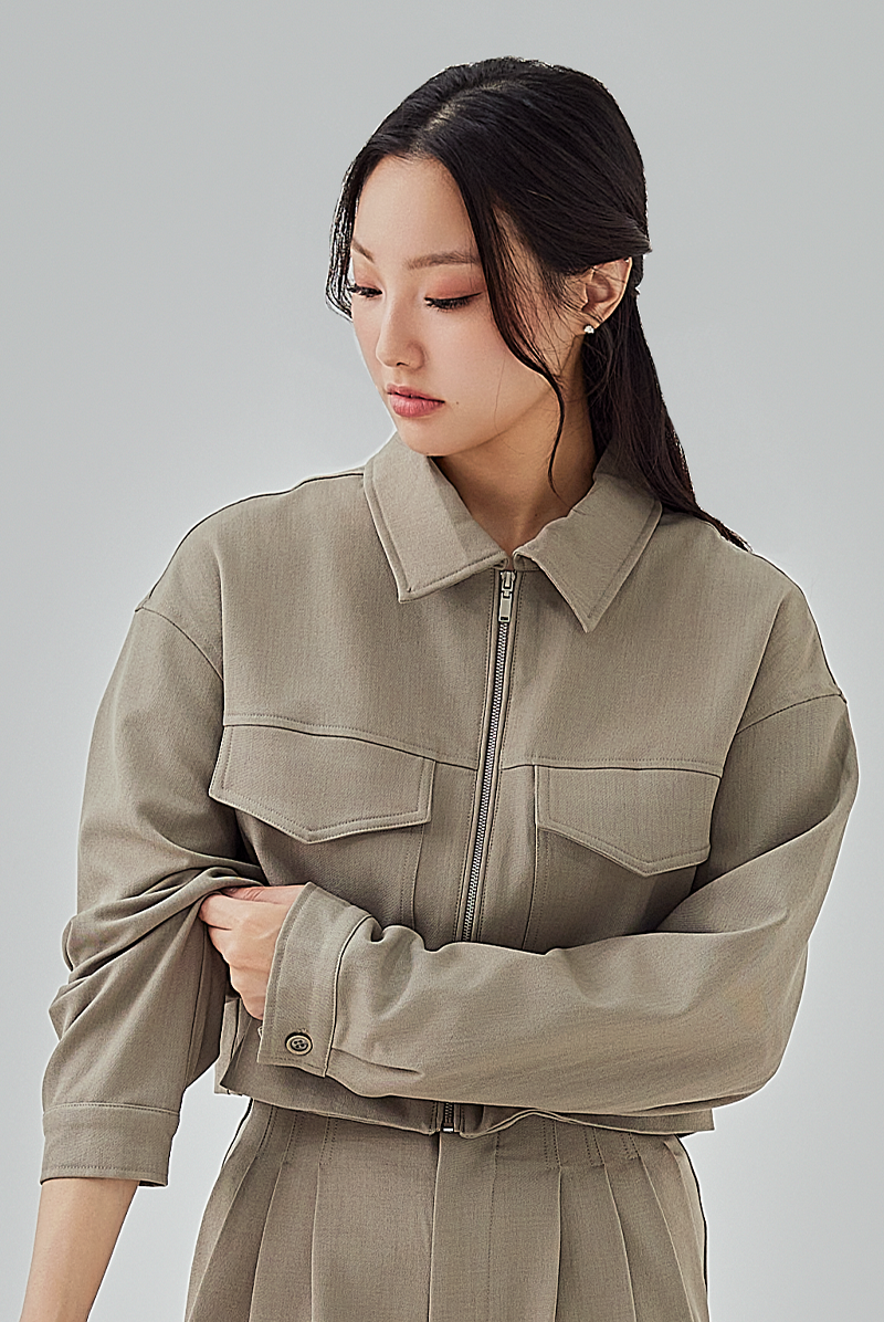 Aida Zip-Up Jacket in Truffle Aida Zip-Up Jacket in Truffle