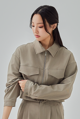 Aida Zip-Up Jacket in Truffle Aida Zip-Up Jacket in Truffle