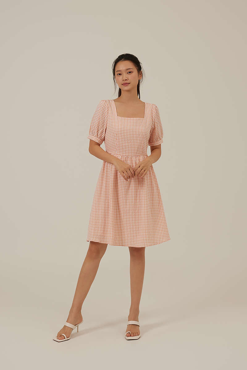 Chanelle Gingham Square Neck Dress PLAYDRESS