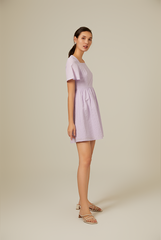 Kordial Textured Square Neck Dress in Lilac