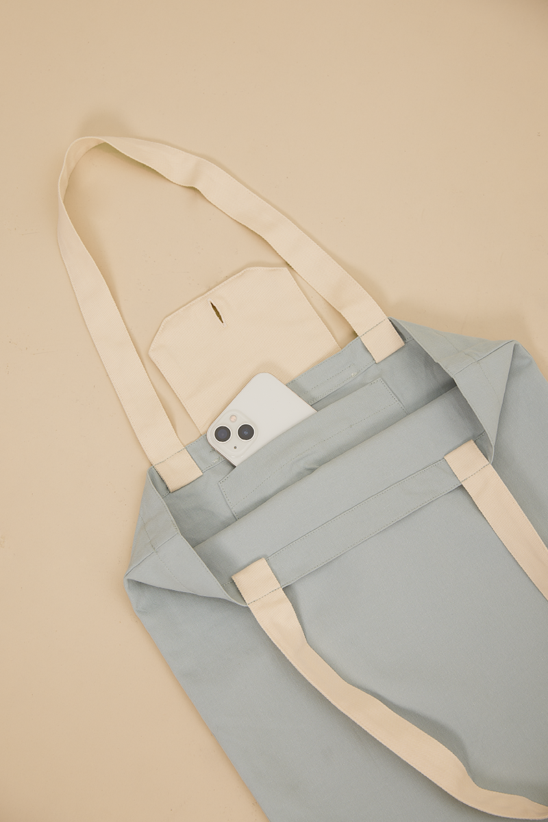 Foldable Tote Bag in Dusty Blue