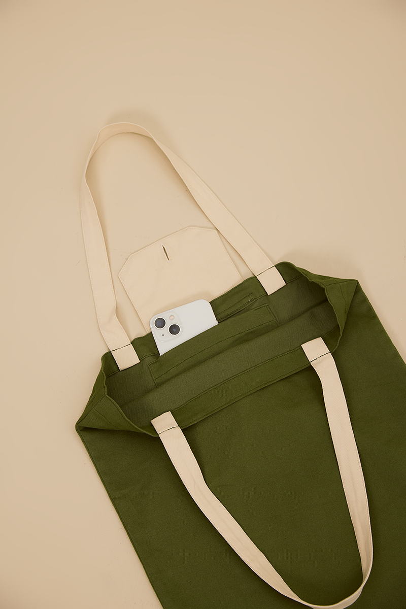 Foldable Tote Bag in Olive