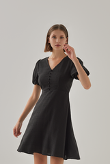 Sherry Puff Sleeve Dress in Black