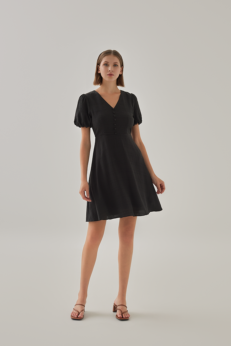 Sherry Puff Sleeve Dress in Black