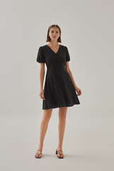Sherry Puff Sleeve Dress in Black