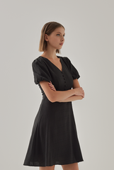 Sherry Puff Sleeve Dress in Black
