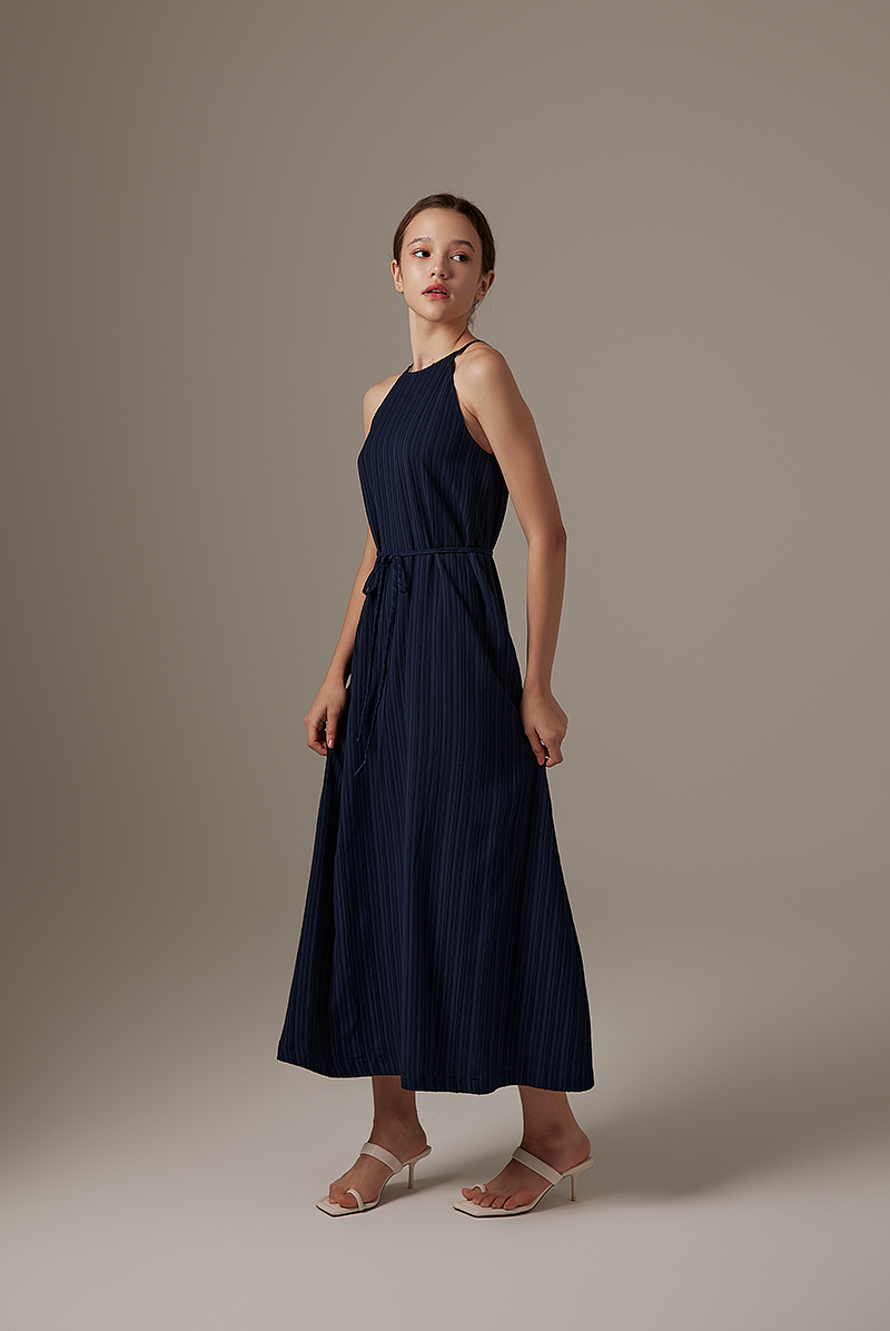 Samantha A-line Maxi Dress in Navy Blue